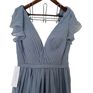 Azazie Light Blue Pleated Maxi Dress